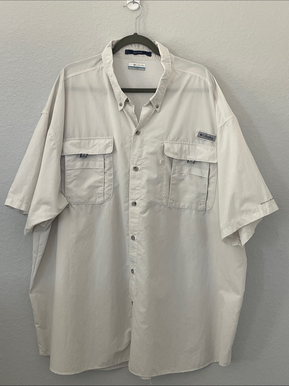 Columbia PFG Bahama Men’s 4XT Cream/ Off White Omni-Shade Fishing Shirt 4XL Tall